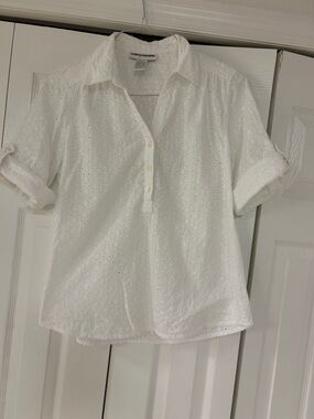 Cathy Daniels White Eyelet Button-Front Shirt